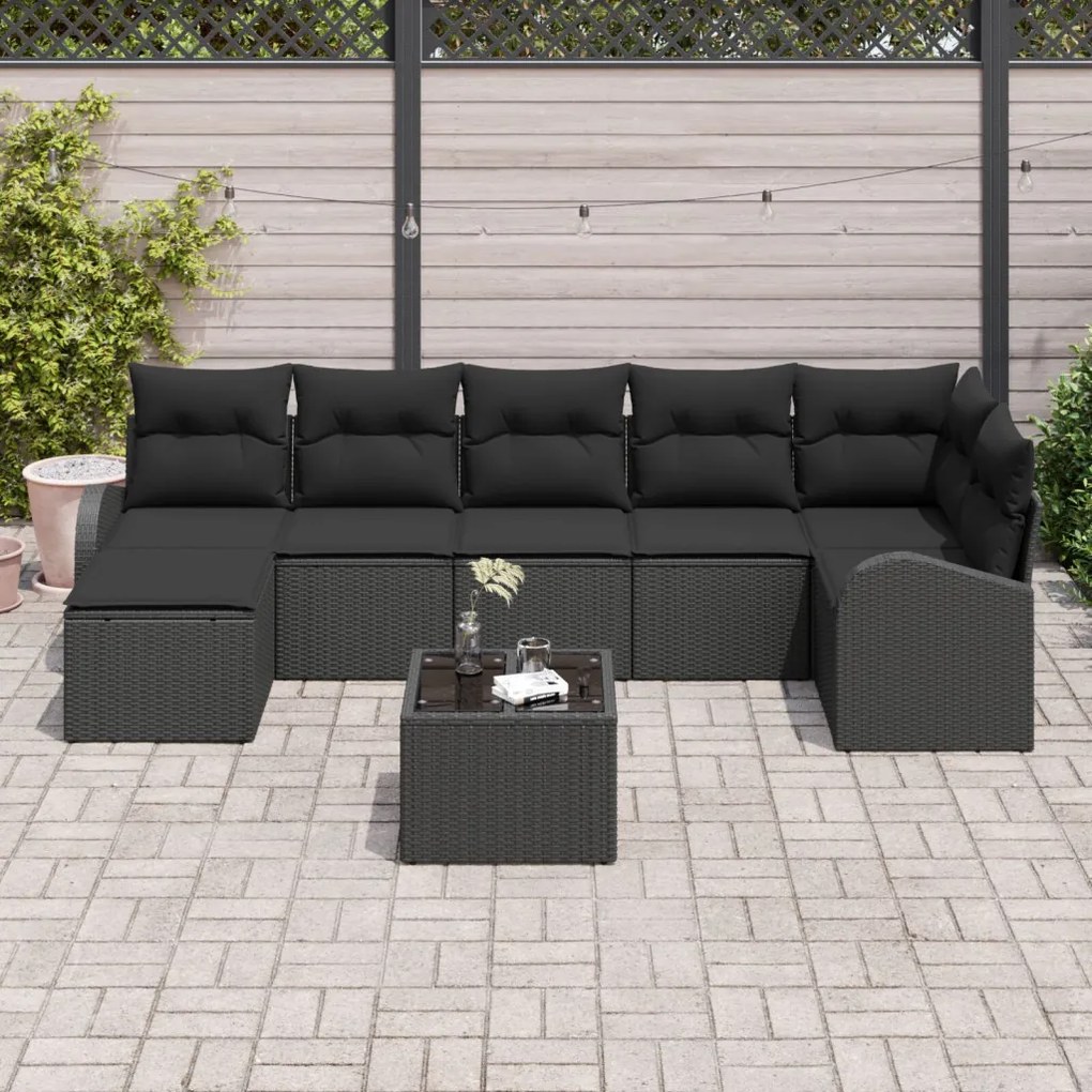 8 darabos kerti kanapészett párnákkal bézs poly rattan