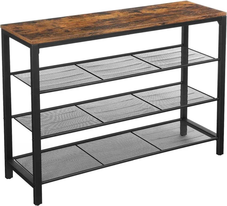 Cipőtároló polc 4 szintes, rusztikus barna 100x30x72cm
