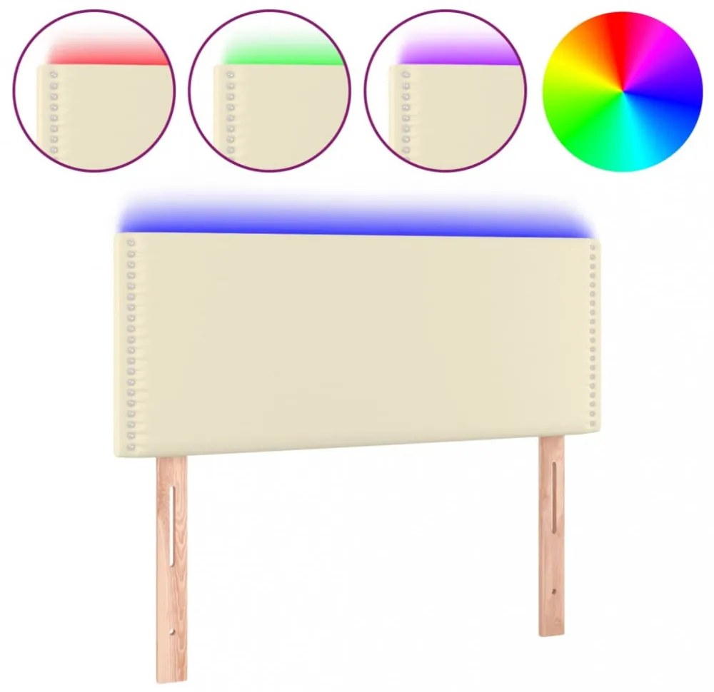 krémszínű műbőr LED-es fejtámla 100 x 5 x 78/88 cm