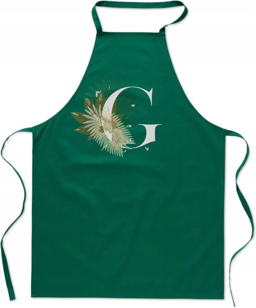 Konyhai Kötény zöld G Betűvel monogram Gergely FA_397_z