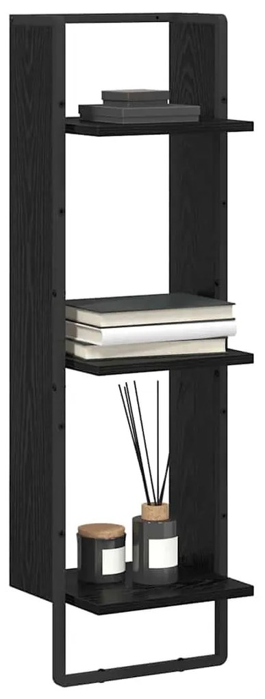 Falpolc polcokkal Fekete tölgy 30 x 25 x 100 cm Faanyag