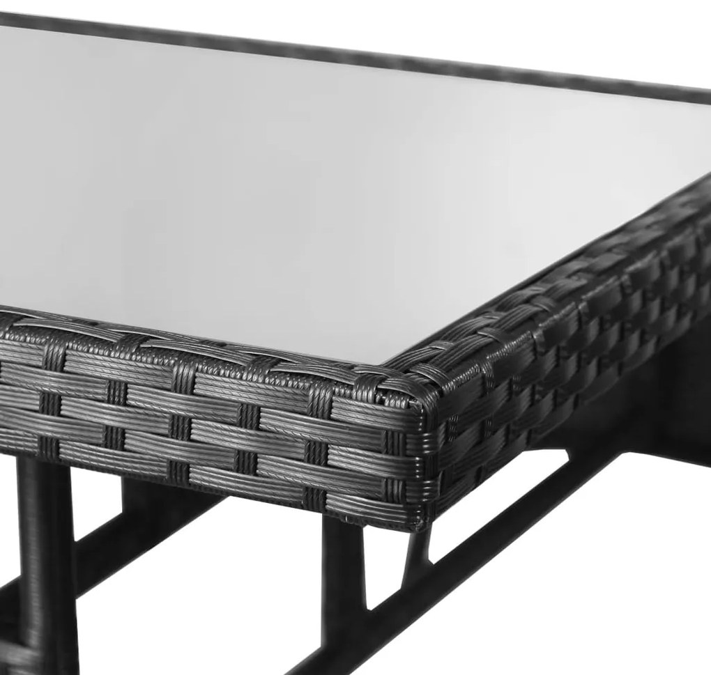 fekete polyrattan kerti asztal 80 x 80 x 74 cm