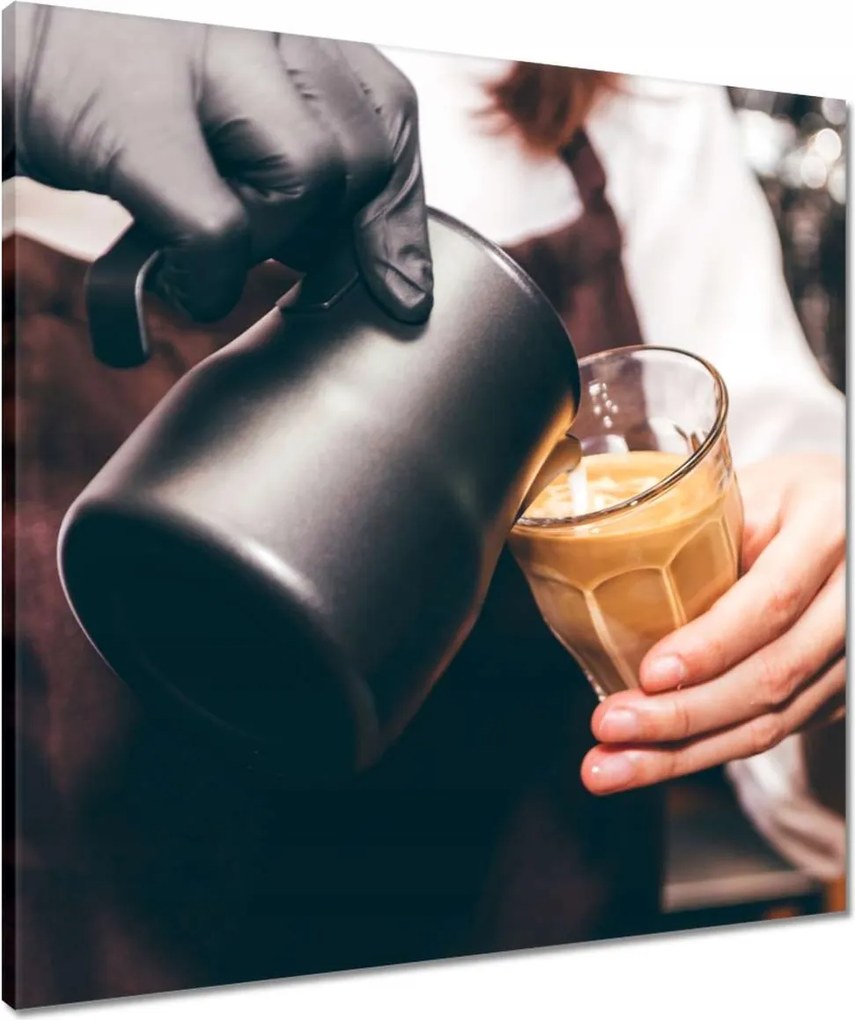 Vászonkép 60x60 Barista kávé felszolgálás