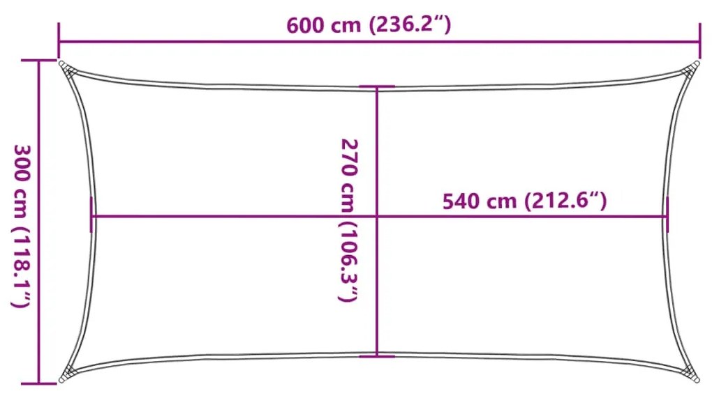 narancssárga négyszögletű HDPE napvitorla 160 g/m² 3x6 m