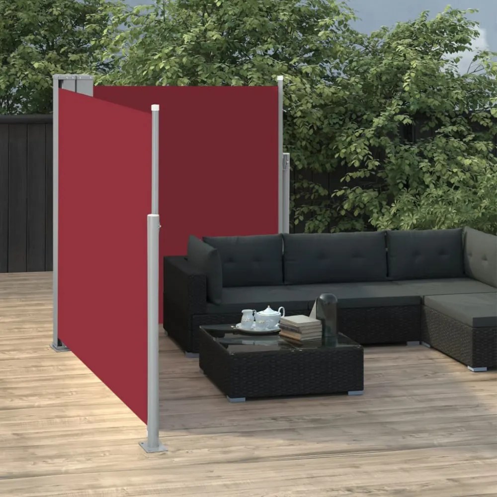 piros behúzható oldalsó napellenző 170 x 600 cm