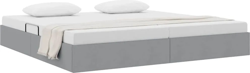 vidaXL Tárolós Ágy fejtámlával Világosszürke 200 x 200 cm szövet