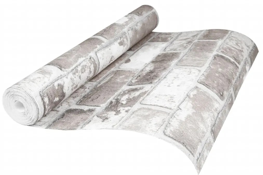 szürke téglamintás nem szőtt 3D tapéta 10 x 0,53 m