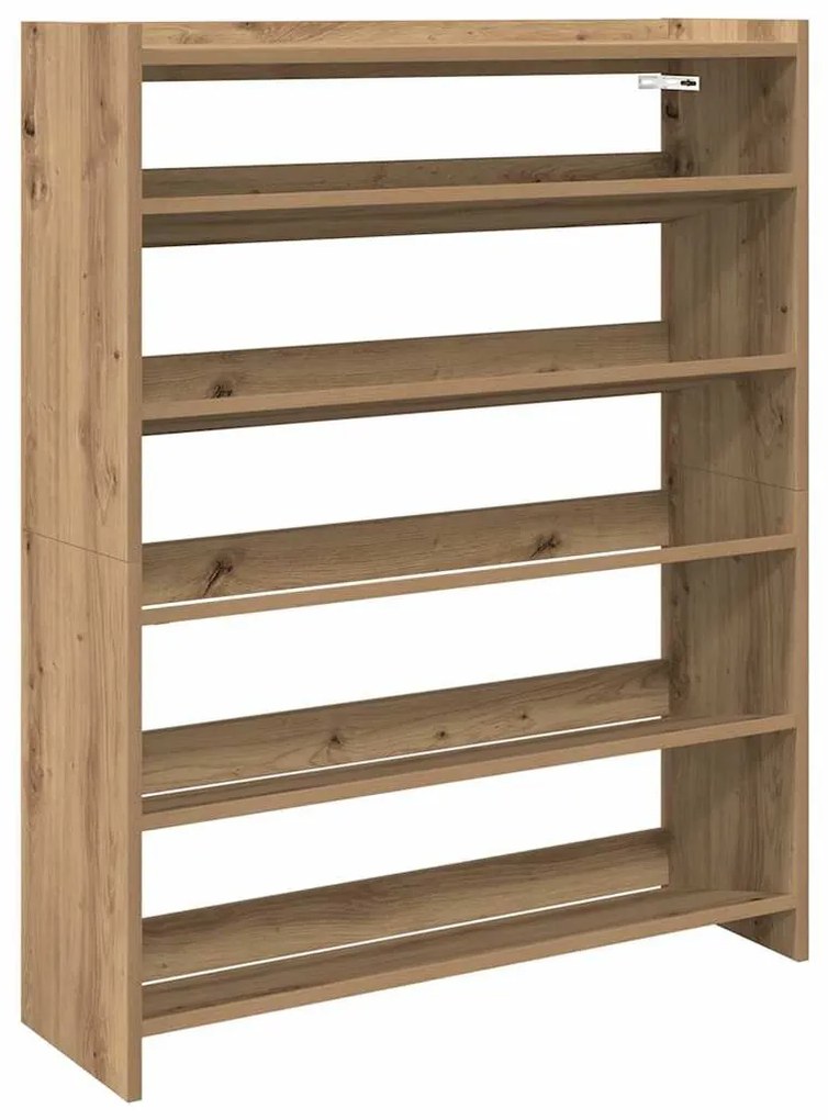 kézműves tölgy színű szerelt fa cipősszekrény 80x25x100 cm