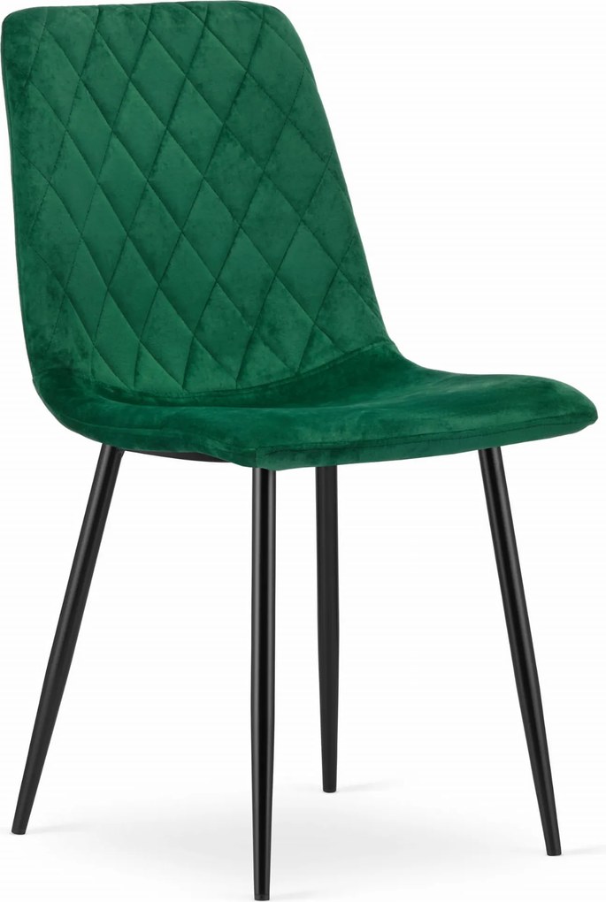 Étkező garnitúra 1 + 4, fekete asztal RAMOD 100x60 cm márvány dekor + zöld TURIN szék fekete lábakkal