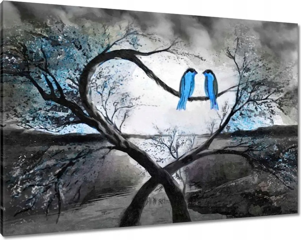 Vászonkép 100x70 Fa ágak Madárkák