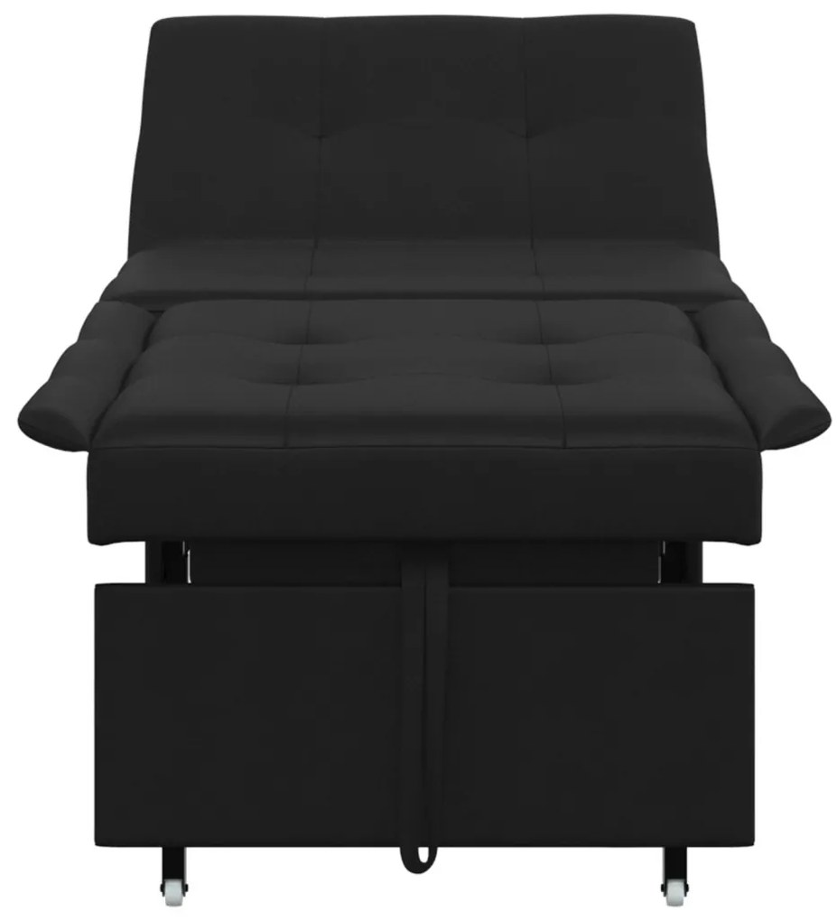 Kanapéágy párnával Fekete 67 x 194 x 82 cm Furnér