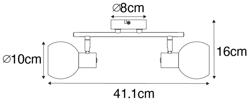 Okos mennyezeti lámpa fekete füstüveggel, 2 Wi-Fi P45 - Vidro