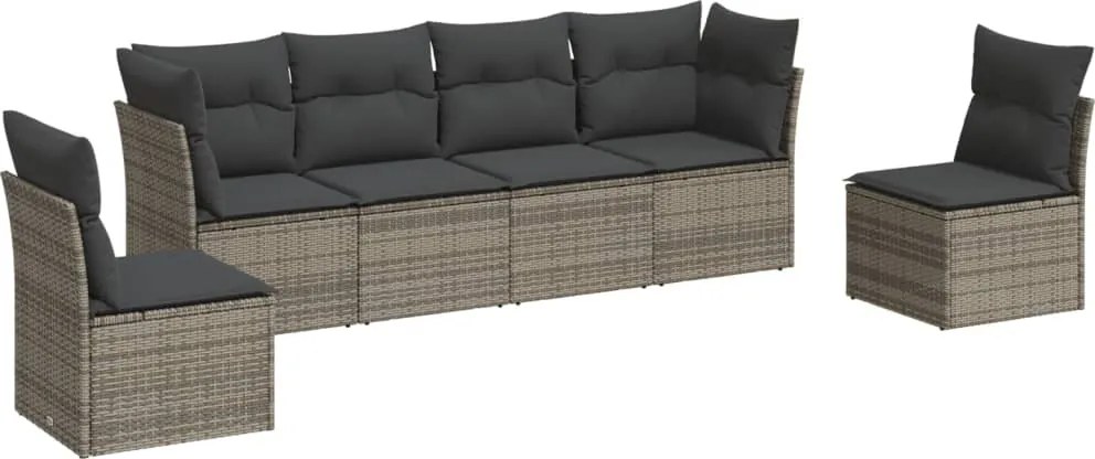 vidaXL 6 részes szürke polyrattan kerti ülőgarnitúra párnákkal