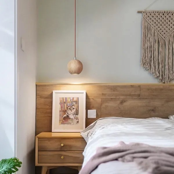 Kábeles függőlámpa 1xGU10/10W/230V Ø 11 cm tömör kőris