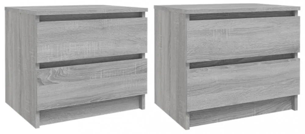 2 db szürke sonoma szerelt fa éjjeliszekrény 50 x 39 x 43,5 cm