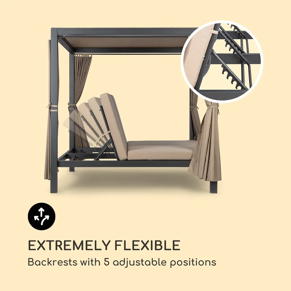 Eremitage Double XL napozóágy, 2 fő, fém váz, tető, függöny