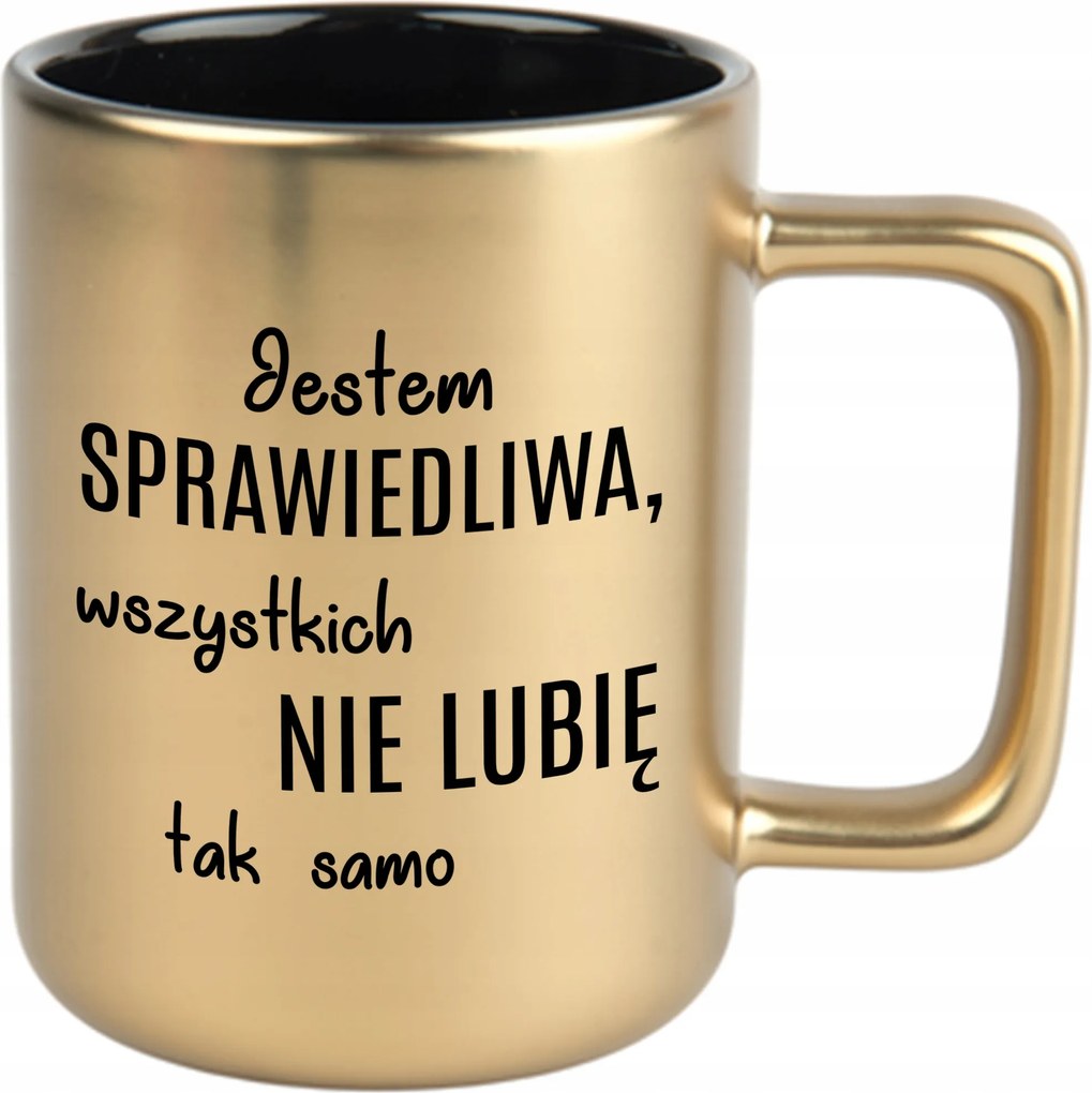 Bögre Matt Arany Fekete Belső 360ml Vicces Ajándék Igazságos vagyok