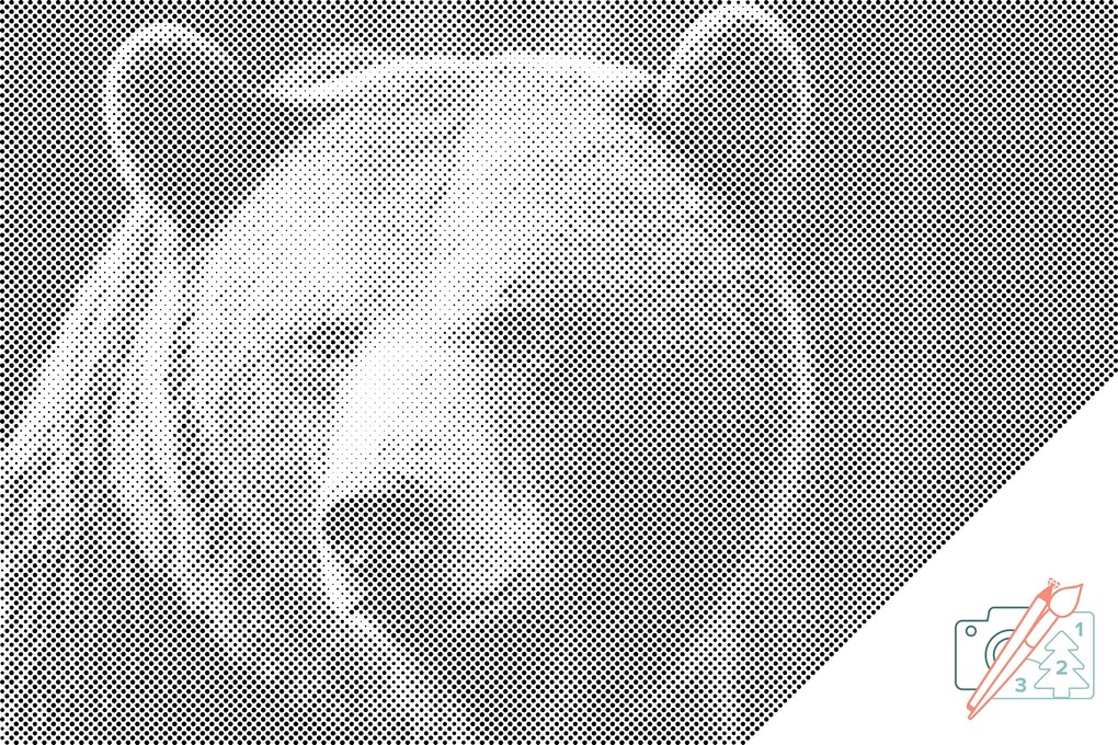 Gario PontPöttyöző Grizzly medve Méret: 60 x 80 cm, Keretezés: Keret nélkül (csak a vászon), Pontok színe: Piros