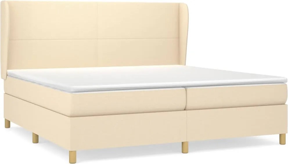 vidaXL krémszínű szövet rugós ágy matraccal 200 x 200 cm