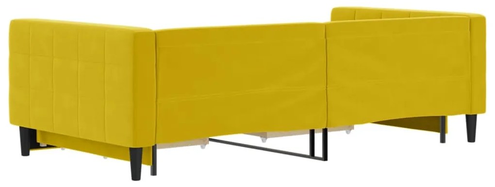 sárga kihúzható bársony heverő fiókkal 100 x 200 cm