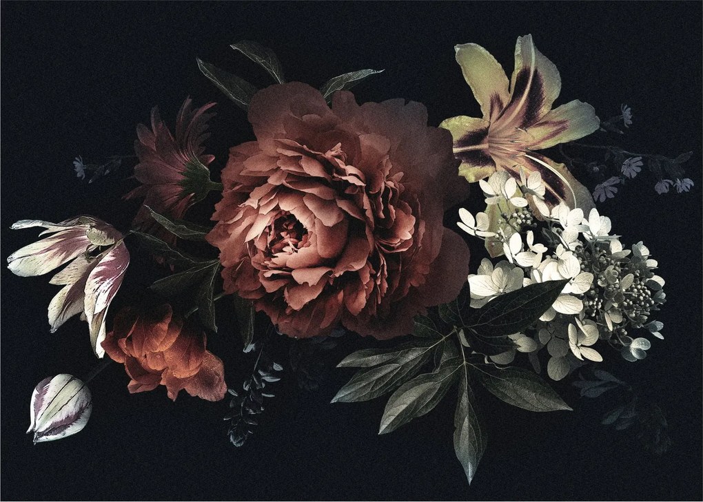 Kép - sötét virágok (üvegen) (70x50 cm)