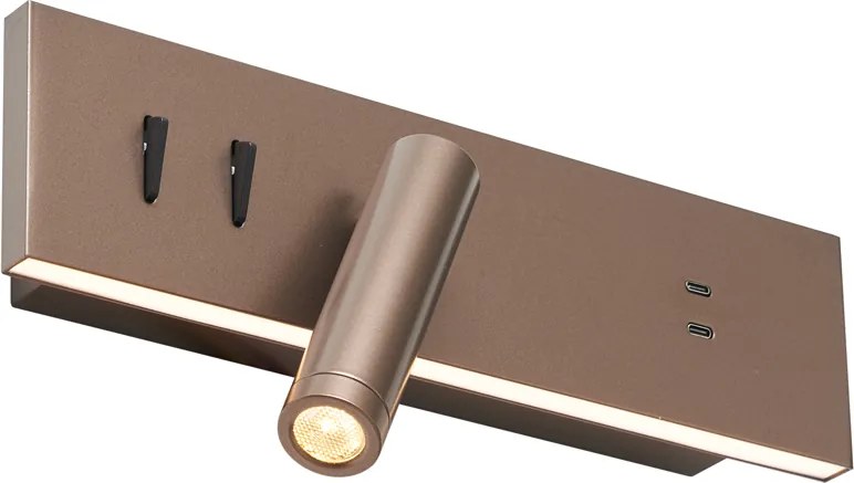 2 darabos modern sötét bronz állítható fali lámpa USB-C-vel, LED-del - Modric