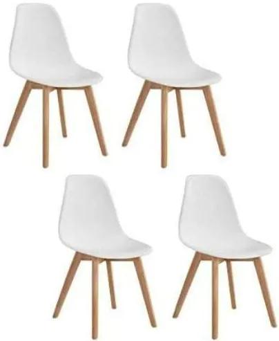 Skandináv szék fa lábakkal, fehér, 4 db