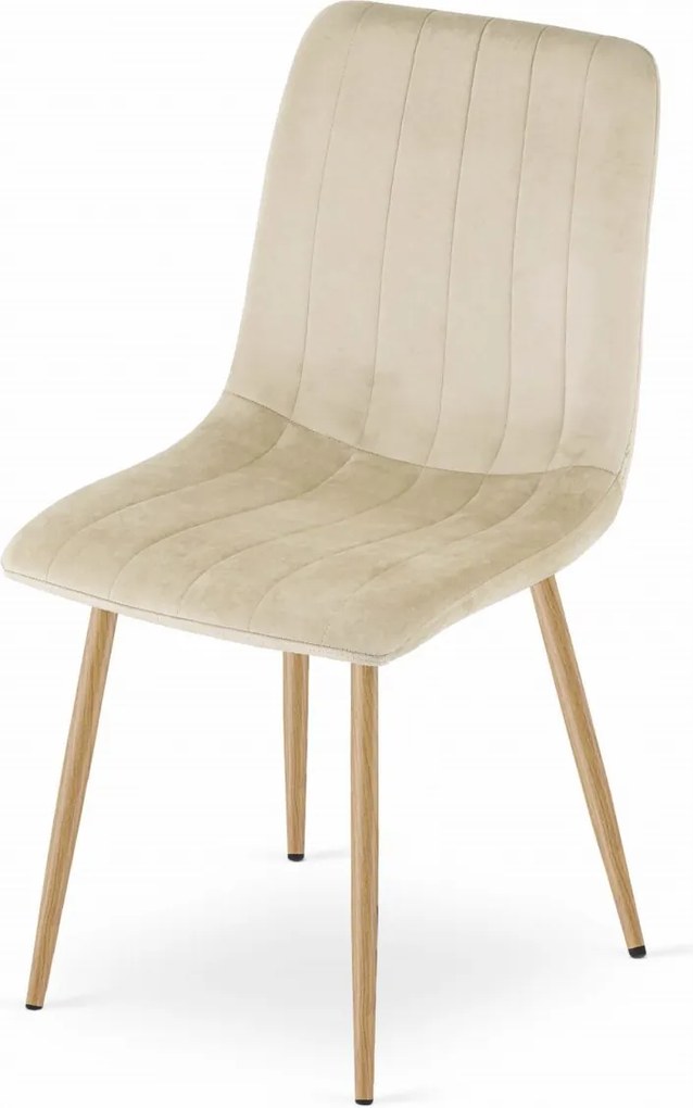 Étkezőszett 1 + 4, fehér étkezőasztal ADRIA 120x80 cm + krémszínű bársony szék LAVA