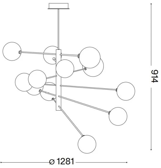 Ideal Lux - LED Csillár rúdon EQUINOXE 12xG4/2W/230V átm. 128,1 cm réz/füstös