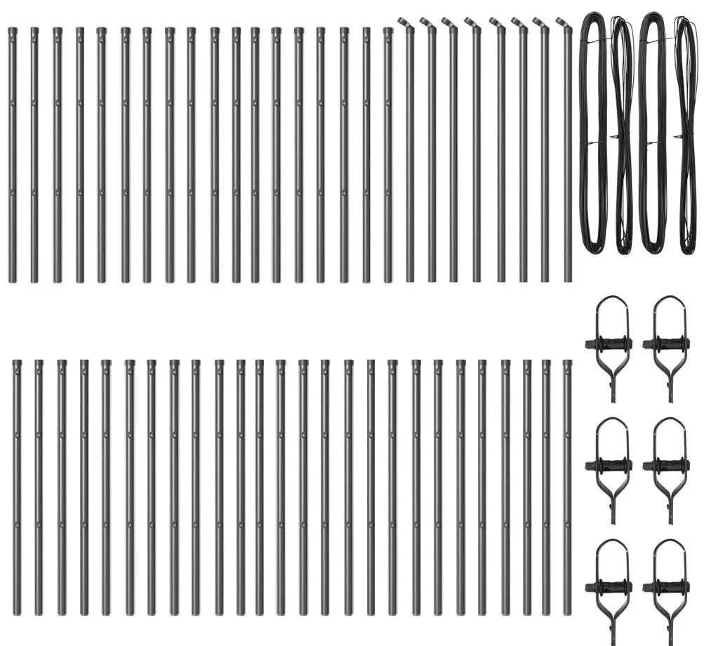 Kerítéstartók 52 db Szürke Ø32 mm 120 cm Horganyzott Acél