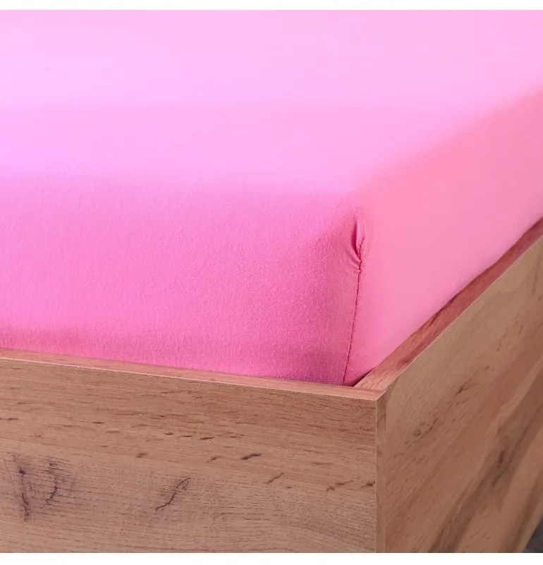 EMI rózsaszín 100% pamutjersey gumis lepedő, 90x200-as lap