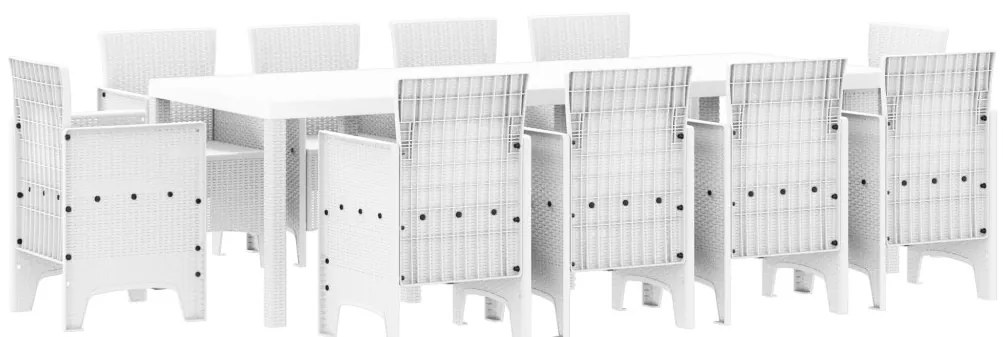 Kert étkező szett 11 pcs Fehér Polt rattan