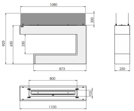 InFire BIO kandalló 110x92 cm, 3 kW, fekete