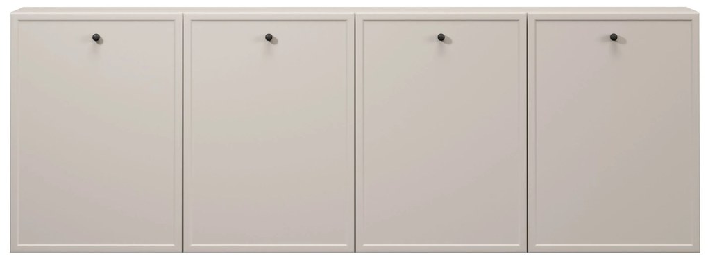 Lorini fali komód 200 cm négyajtós - kasmír / fekete fogantyúk