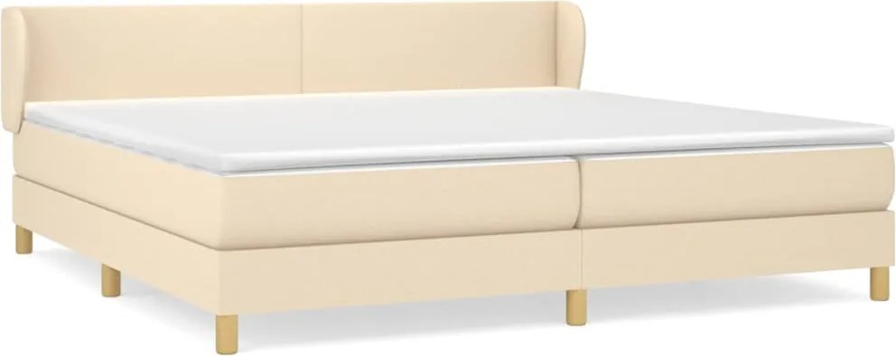 vidaXL krémszínű szövet rugós ágy matraccal 200 x 200 cm
