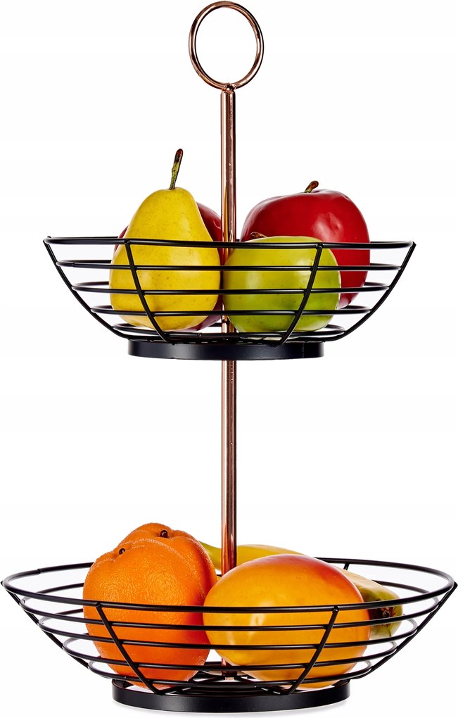Kétszintes Gyümölcstartó Fém Fekete 28,5 X 42,3 CM
