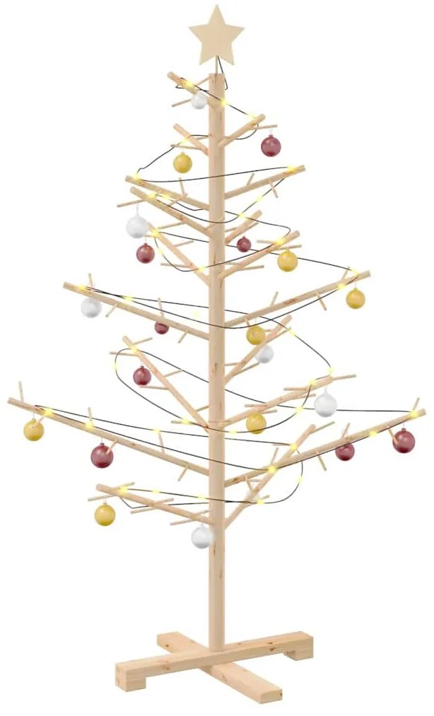 Fából készült Karácsonyfa Természetes 125 cm Tömör fenyőfa