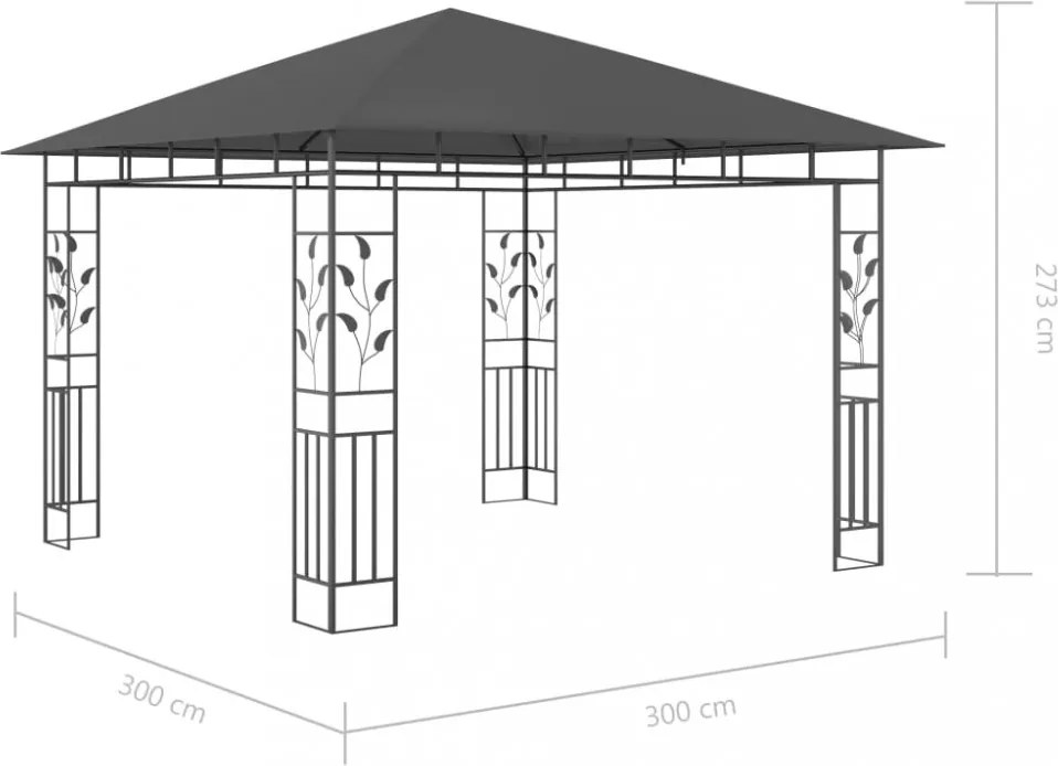vidaXL antracitszürke pavilon szúnyoghálóval 3 x 3 x 2,73 m 180 g/m²