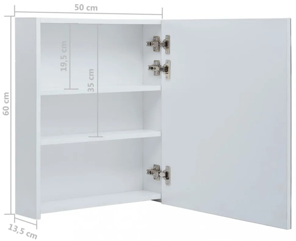 tükrös fürdőszobaszekrény LED világítással 50 x 13,5 x 60 cm
