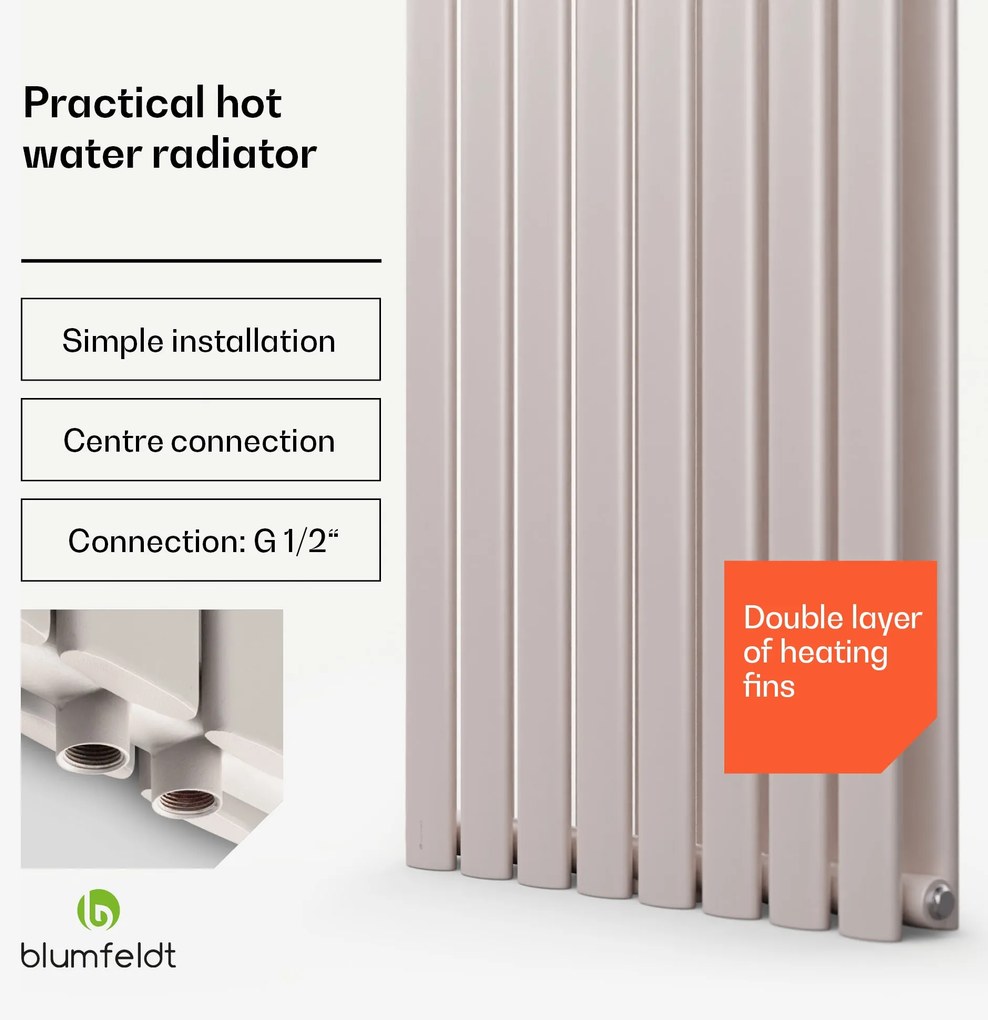 Blumfeldt Tallheo, 41 x 160, radiátor, fürdőszoba radiátor, csőradiátor, 1472 W, melegvizes, 1/2