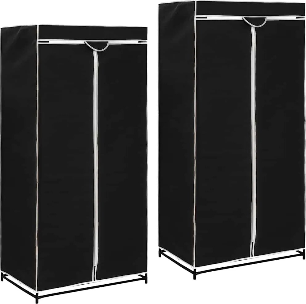 vidaXL 2 db fekete ruhásszekrény 75 x 50 x 160 cm