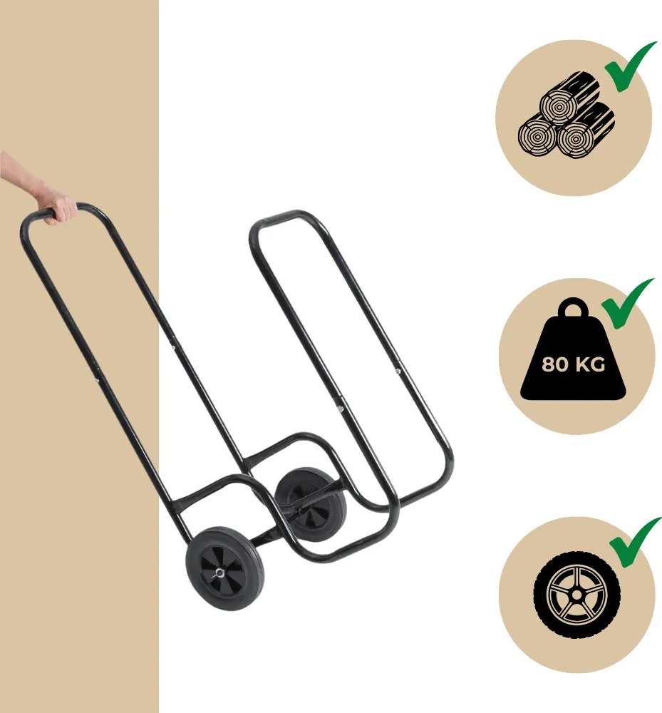 AUREL tűzifa szállító kocsi, 56x45x105cm, fekete Gardebruk