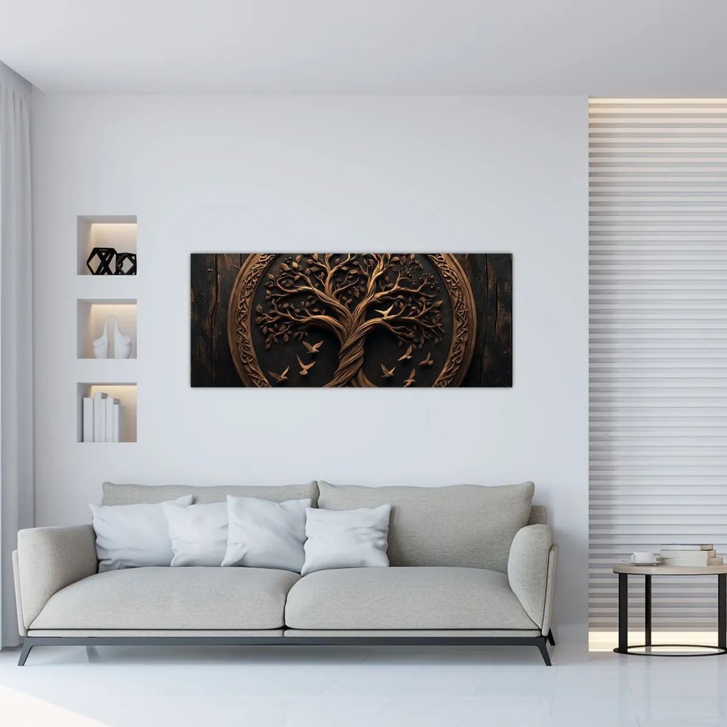 Kép – Fából készült életfa (120x50 cm)