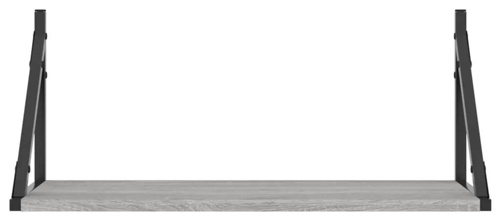 2 db szürke sonoma színű szerelt fa fali polc 60 x 25 x 25,5 cm