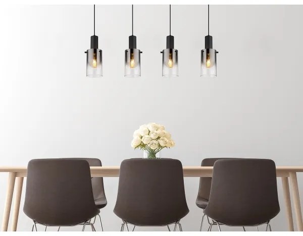 Globo 15907-4H - Csillár zsinóron FLORENTINA 4xE27/40W/230V fekete