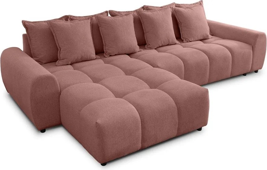 Terrakotta színű sarokkanapé (bal oldali-heverő résszel) Albane – Ropez