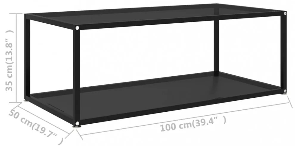 322898 Coffee Table Black 100x50x35 cm Tempered Glass