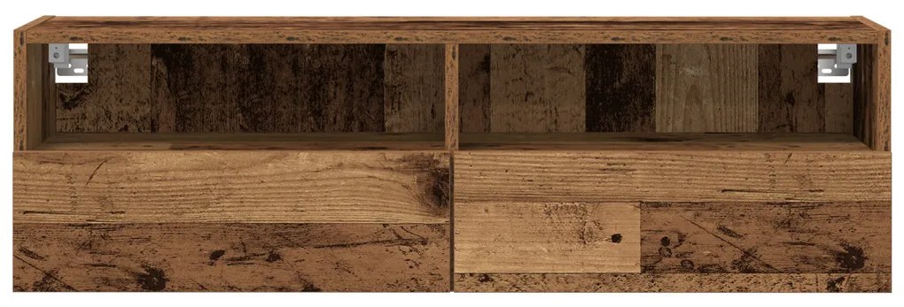 TV Fali Szekrények 2 db Régi Fa 100x30x30 cm Mérnöki Fa