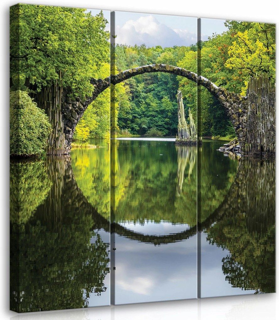 Vászonkép 90x100 Ördöghíd Rakotzbrücke Kromlau Szászország Németország híd