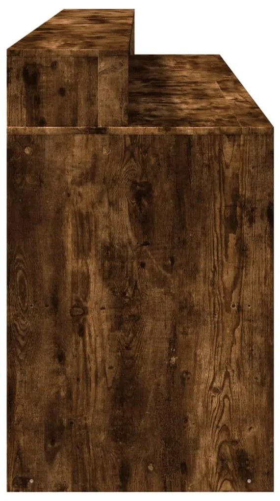 füstös tölgy színű szerelt fa íróasztal LED-ekkel 200x55x91 cm